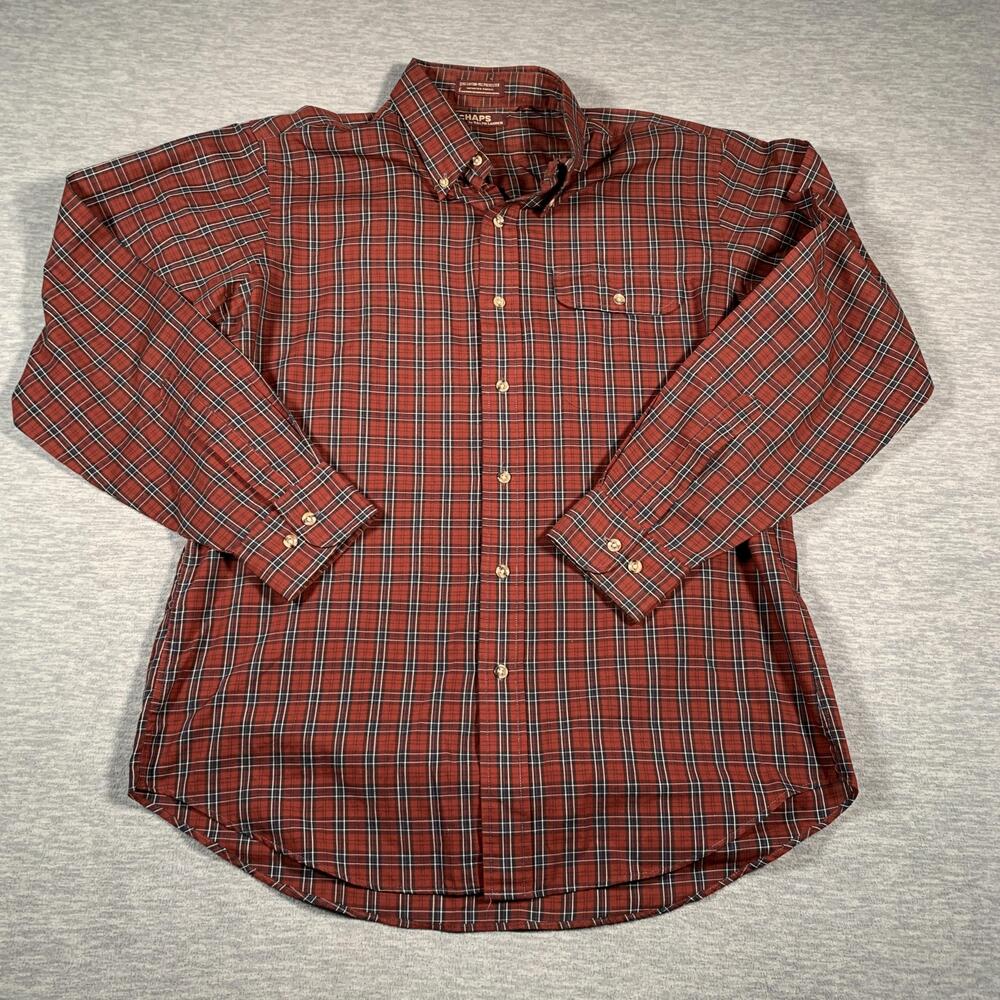 VINTAGE Chaps Ralph Lauren Shirt Mens Large Plaid Button Down Long Sleeve 90s